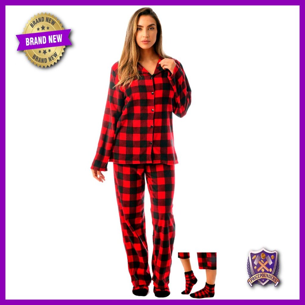 Large Polyester Microfleece Pajama Set With Socks… - image 1